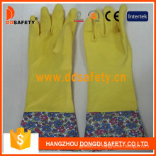 Gants de ménage de latex de ménage de latex jaune (DHL713)